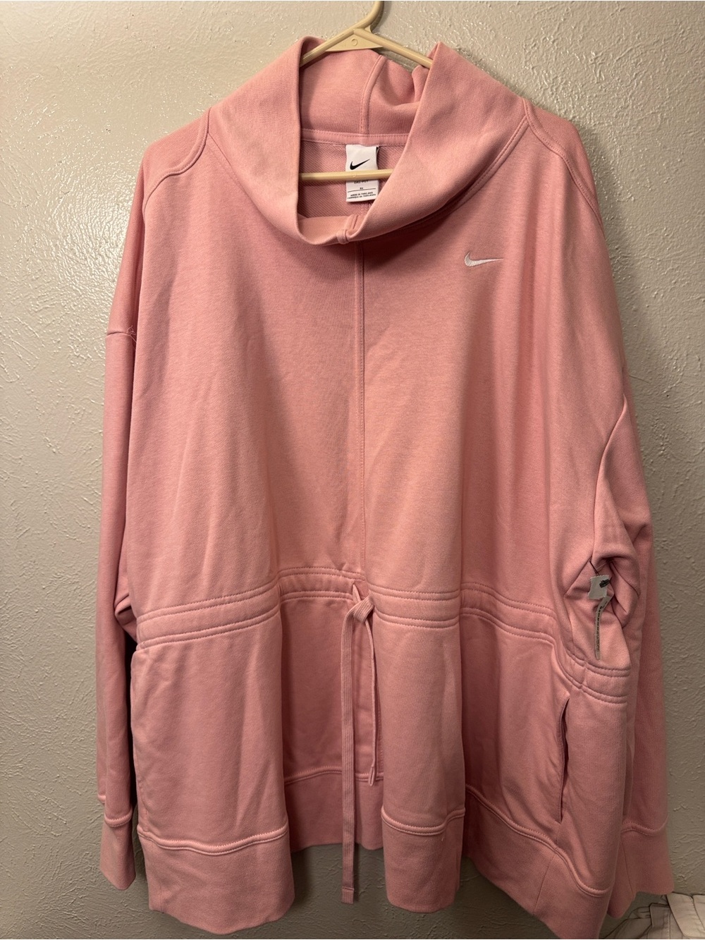 Nike Pink Funnel Neck Pullover with Drawstring